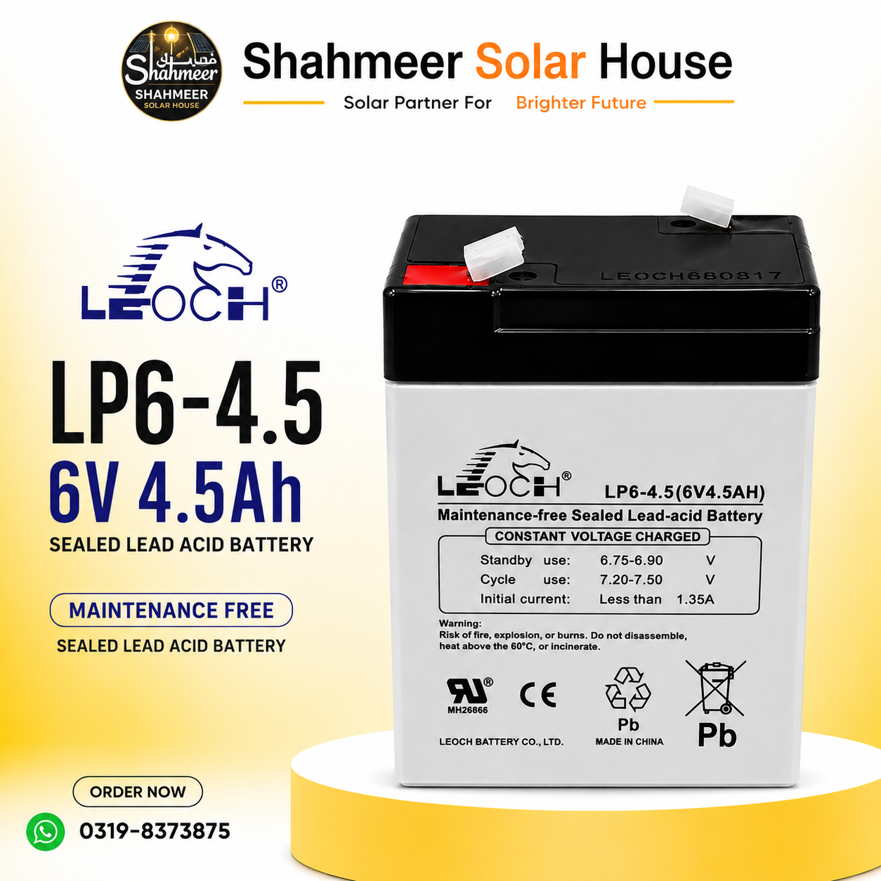 ChatGPT Image Aug 30, 2026, 01_46_41 AM Leoch LP6-4.5 6V 4.5Ah Sealed Lead Acid Battery - Image 1