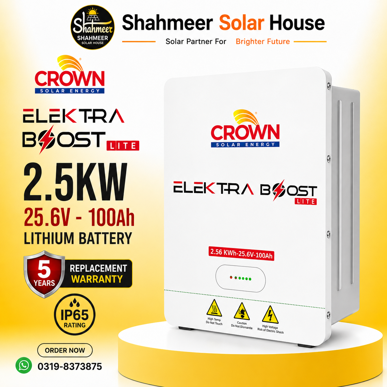 ChatGPT Image Aug 30, 2026, 07_11_08 PM Crown Electra Boost Lite 2.5KW Lithium Battery 25.6V 100Ah (IP65) 5 Year Replacement Warranty - Image 1