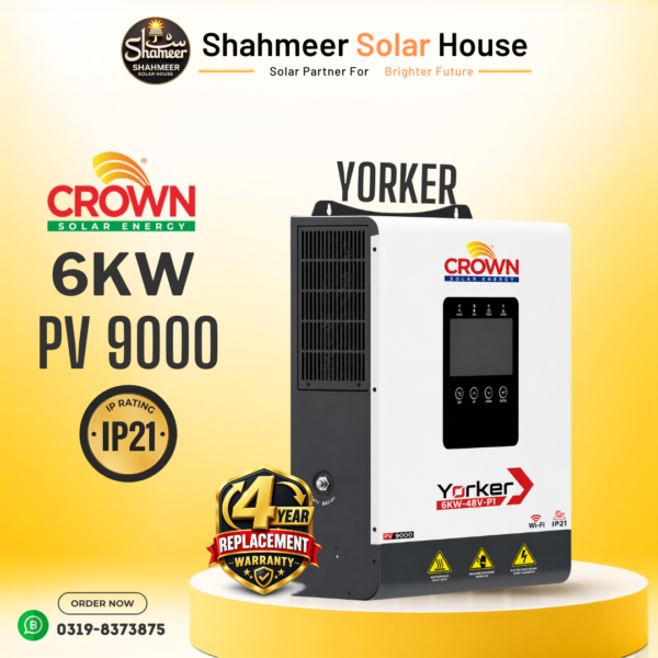 Crown Yorker 6 kW Hybrid Inverter Single Phase 3 Year Replacement Warranty