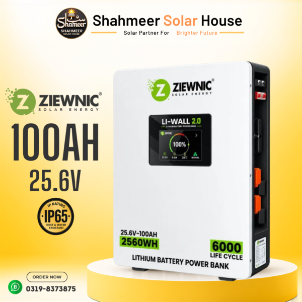 Ziewnic Li-Wall 2.0 25.6V 100Ah 2.56kWh LiFePO4 Lithium Battery