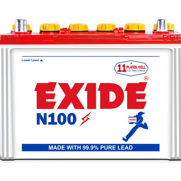 Exide N100 12V Automotive Lead-Acid Battery – Battery Without Acid | Brand Warranty