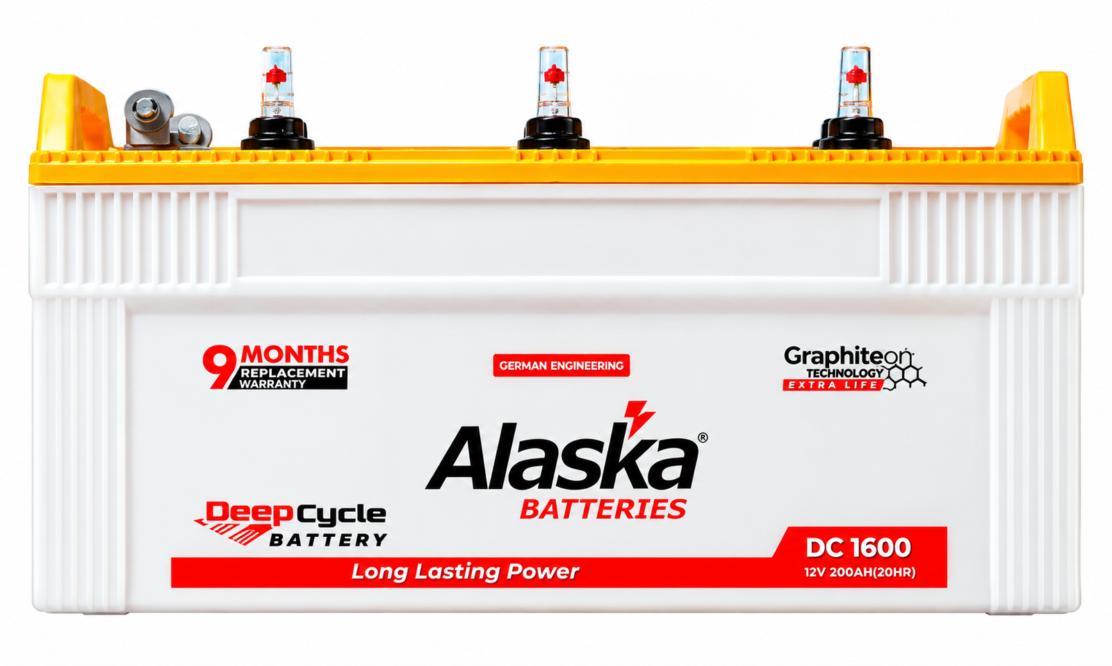 Alaska DC1600 Deep-Cycle Battery Product Shot Alaska DC1600 12V Deep Cycle Series Deep Cycle Lead-Acid Battery - Image 1