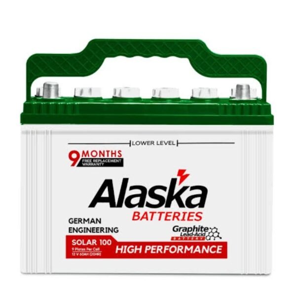 Alaska Solar-100 12V 60Ah – 9 Plates Graphite Enhanced Lead-Acid Battery