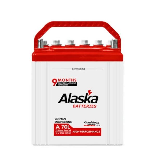 Alaska A70L/R 12V 50Ah – 11 Plates Graphite Enhanced Lead-Acid Battery