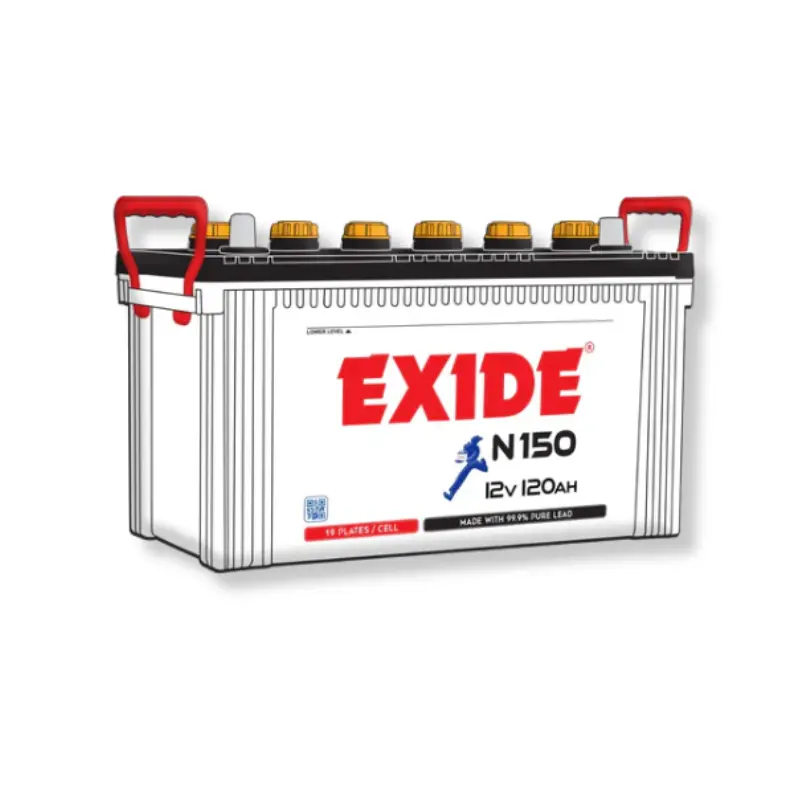 N150 Exide N150 12V Automotive Lead-Acid Battery – Battery Without Acid | Brand Warranty - Image 1