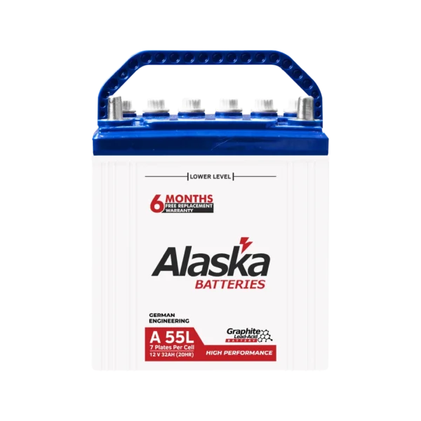 Alaska A55L 12V 32Ah – 7 Plates Graphite Enhanced Lead-Acid Battery